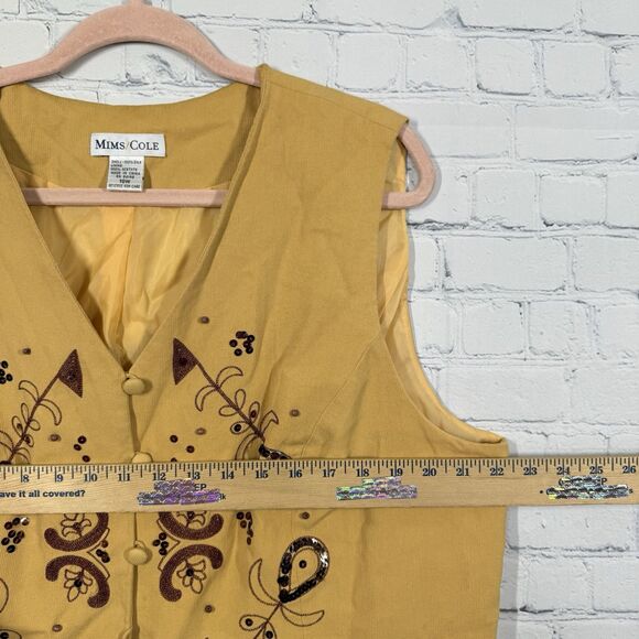 Vintage 90’s Y2K 100% Silk Vest Women’s XL Beaded Western Coastal Grunge - Picture 8 of 11